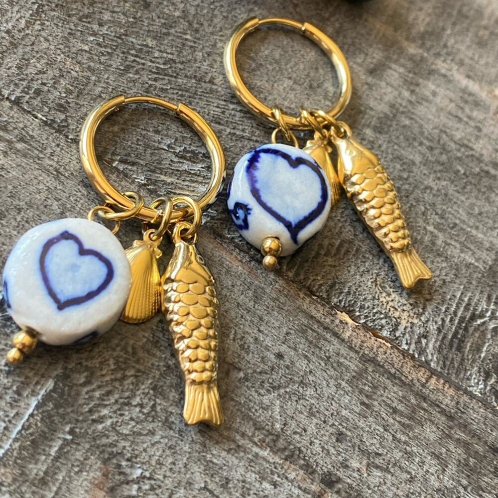 NEW Fish Cluster Charm Hoop Earrings